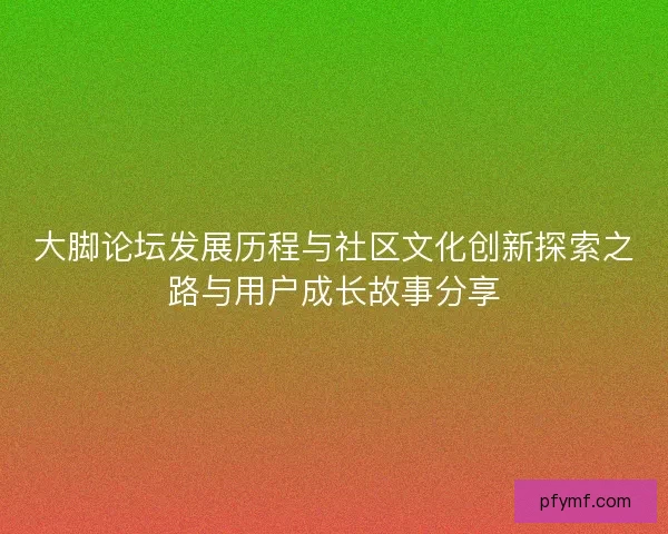 大脚论坛发展历程与社区文化创新探索之路与用户成长故事分享