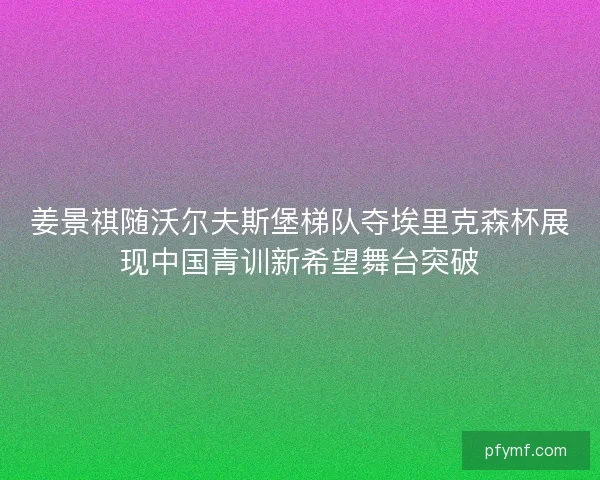 姜景祺随沃尔夫斯堡梯队夺埃里克森杯展现中国青训新希望舞台突破